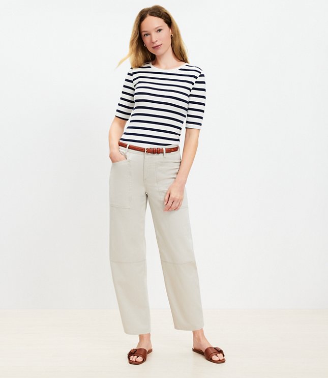 Petite Utility Barrel Pants in Twill