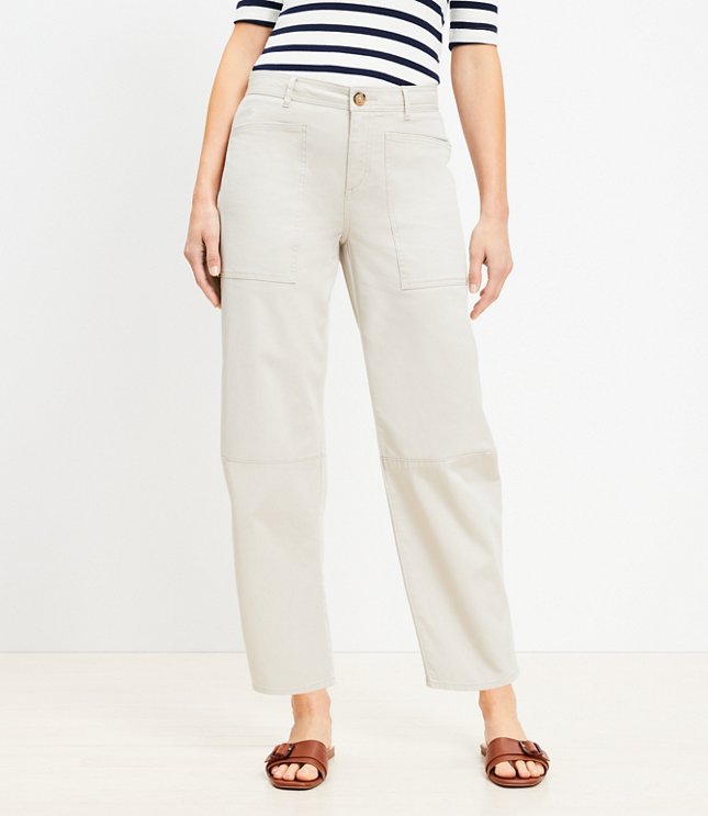 Petite Utility Barrel Pants in Twill