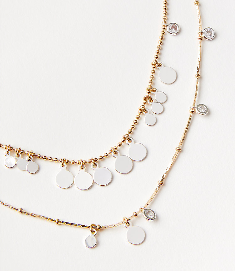 Short Layered Disk Station Necklace image number null