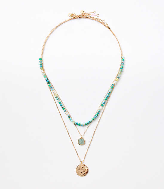 Coin Beaded Layered Necklace