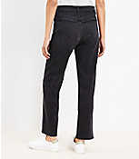 Petite Crisscross Waist High Rise Straight Jeans in Washed Black carousel Product Image 3