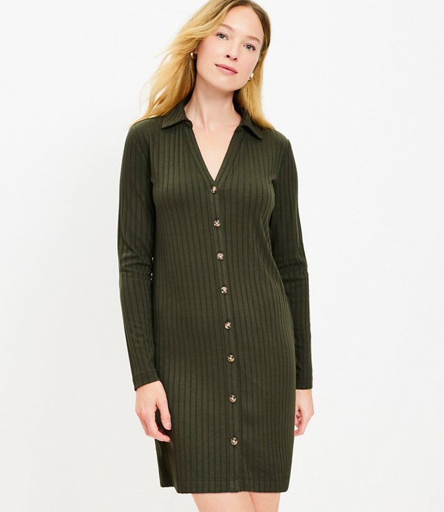 Petite Ribbed Turtleneck Midi Sweater Dress