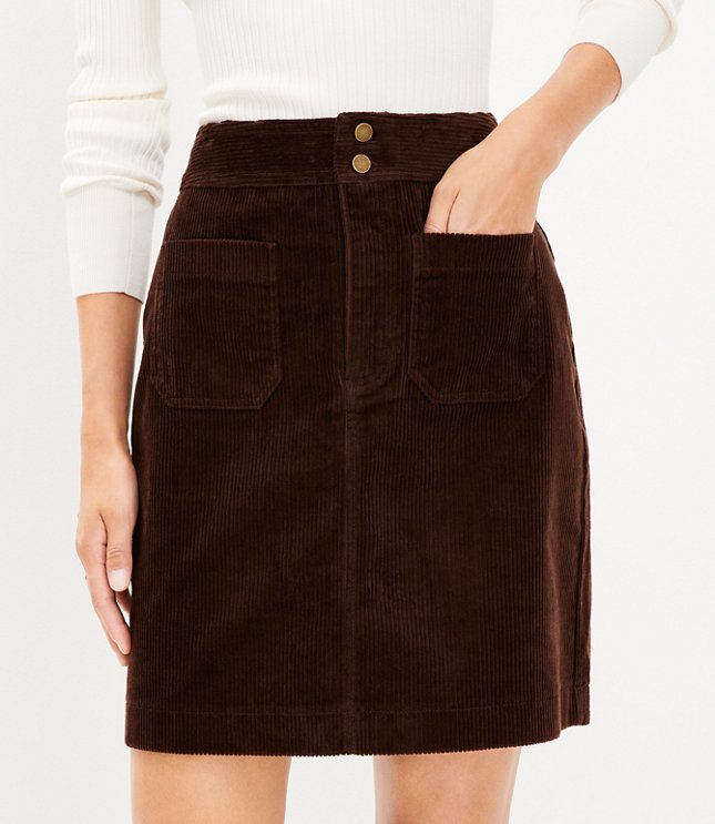 Petite Corduroy Patch Pocket Skirt