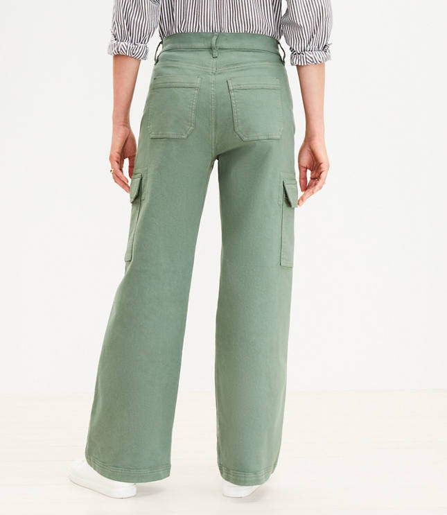 Curvy High Rise Wide Leg Utility Jeans in Mountain Rosemary