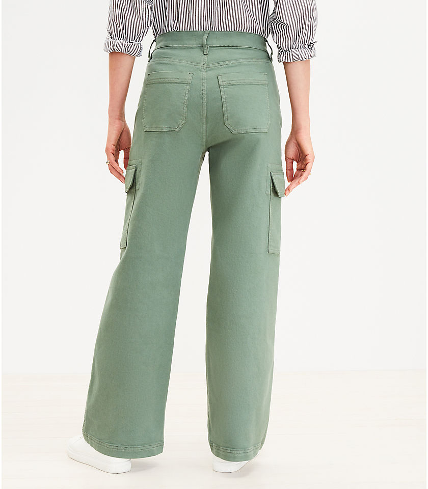 Curvy High Rise Wide Leg Utility Jeans in Mountain Rosemary