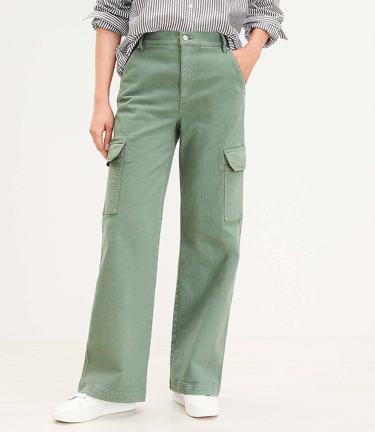 Petite High Rise Wide Leg Utility Jeans in Mountain Rosemary