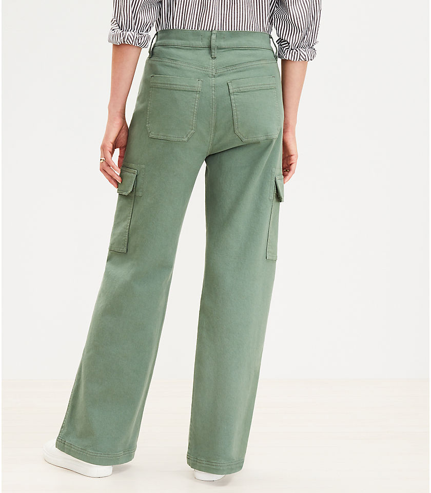 Petite High Rise Wide Leg Utility Jeans in Mountain Rosemary
