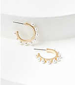 Pearlized Lined Hoop Earrings carousel Product Image 1
