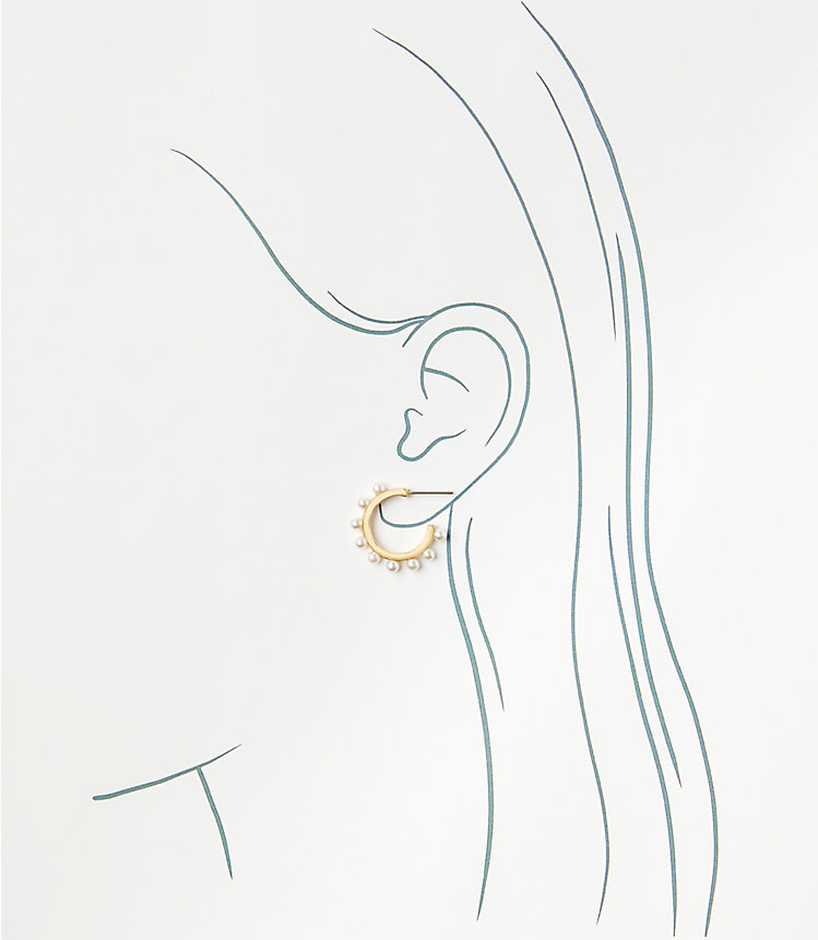 Pearlized Lined Hoop Earrings image number null