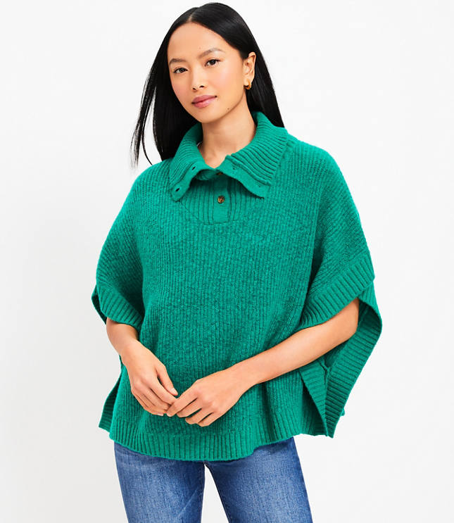 Button Turtleneck Poncho