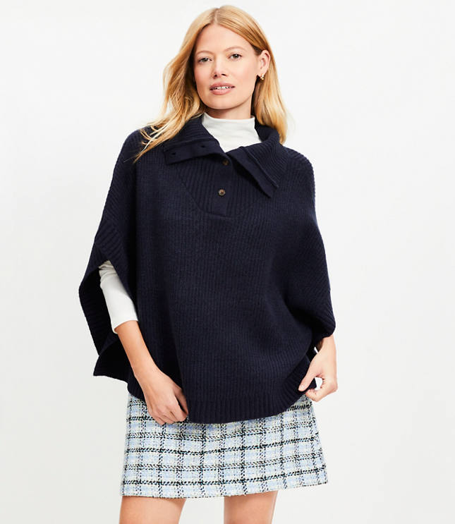 Button Turtleneck Poncho