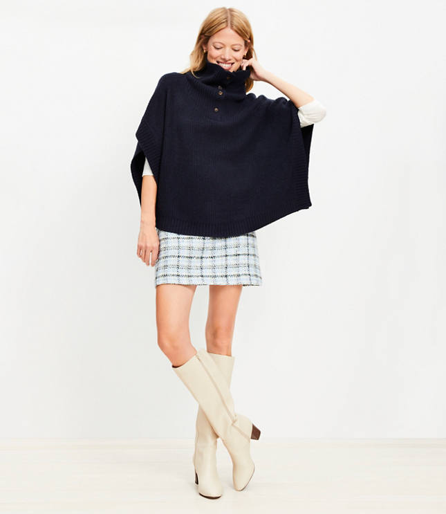 Button Turtleneck Poncho