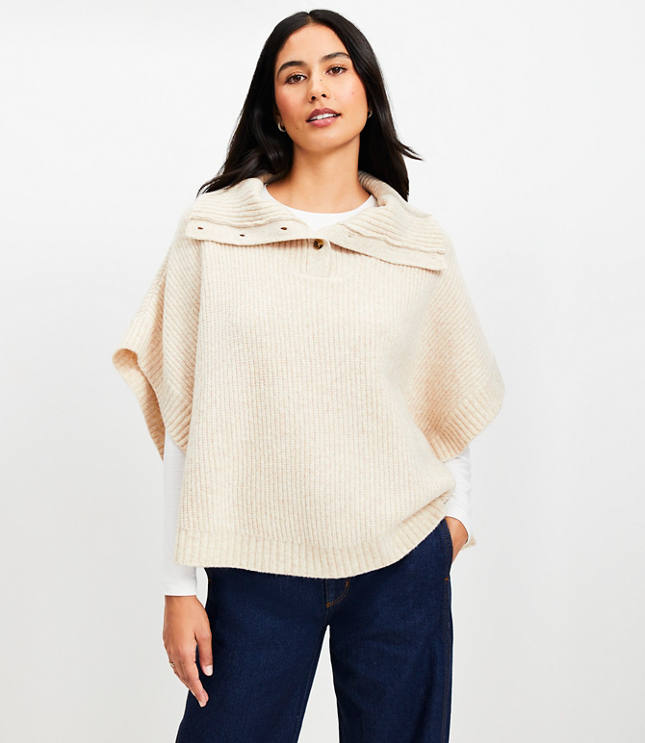 Button Turtleneck Poncho