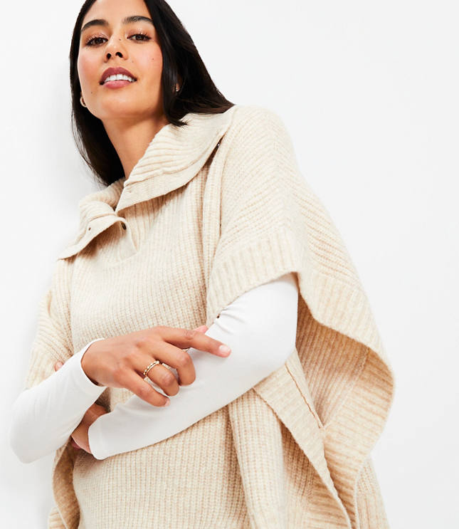 Button Turtleneck Poncho