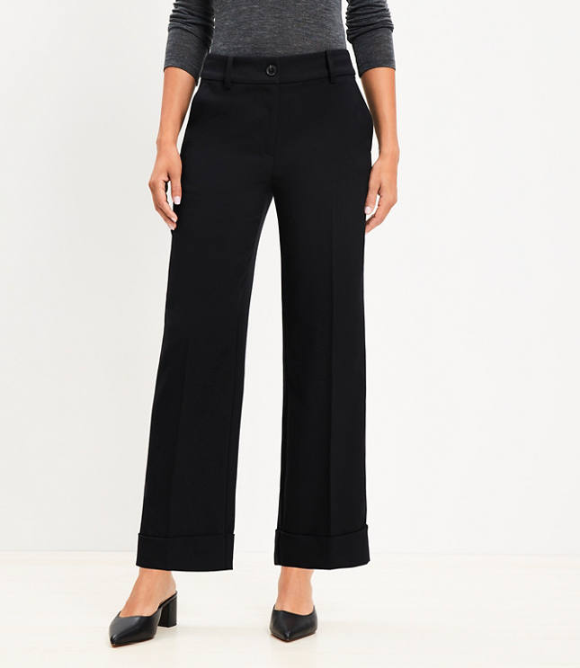 Petite Curvy Straight Cropped Cuff Pant in Twill