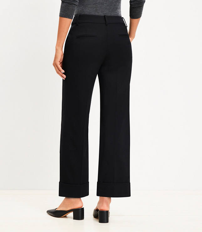 Petite Curvy Straight Cropped Cuff Pant in Twill