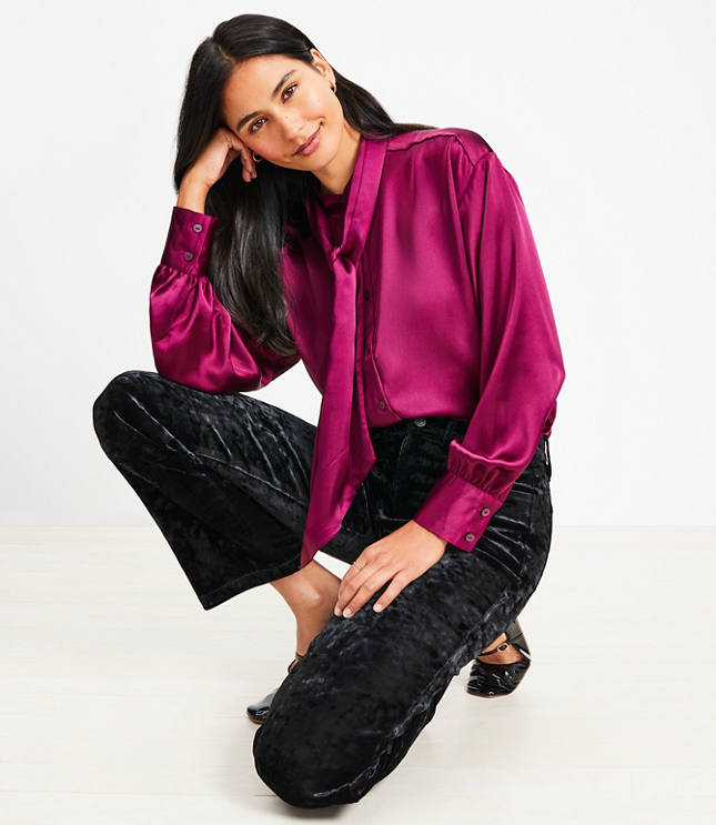 Five Pocket Straight Pants in Crushed Velvet