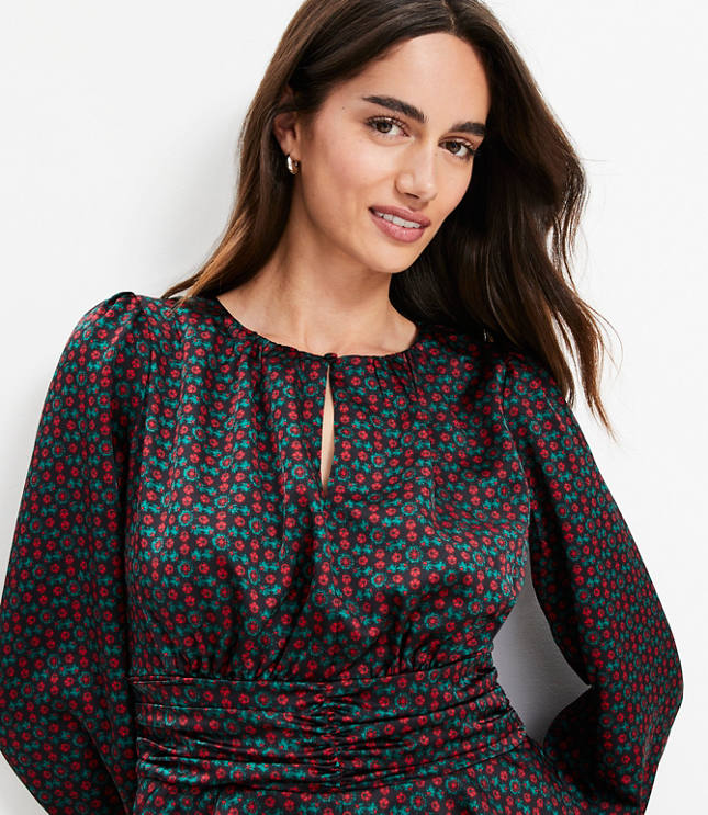 Floral Gathered Peplum Blouse