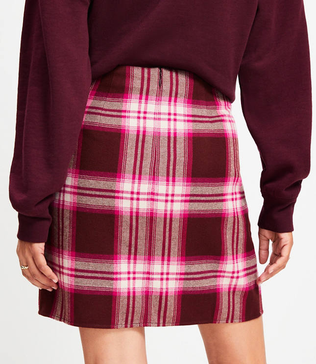 Plaid Twist Sarong Mini Skirt