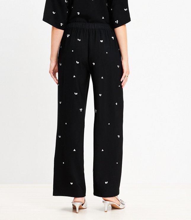 Jeweled Cluster Fluid Wide Leg Pants