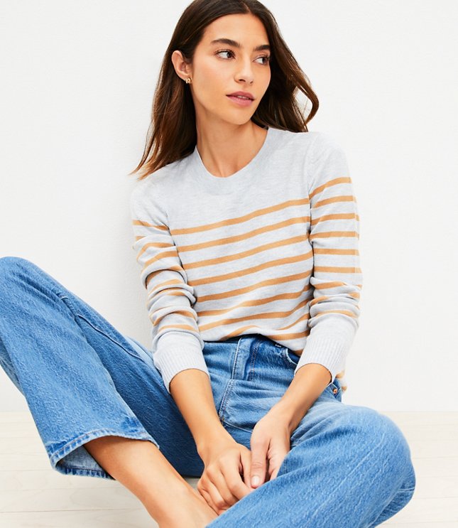 Fair Isle Stripe Textured Sweater - Whisper White