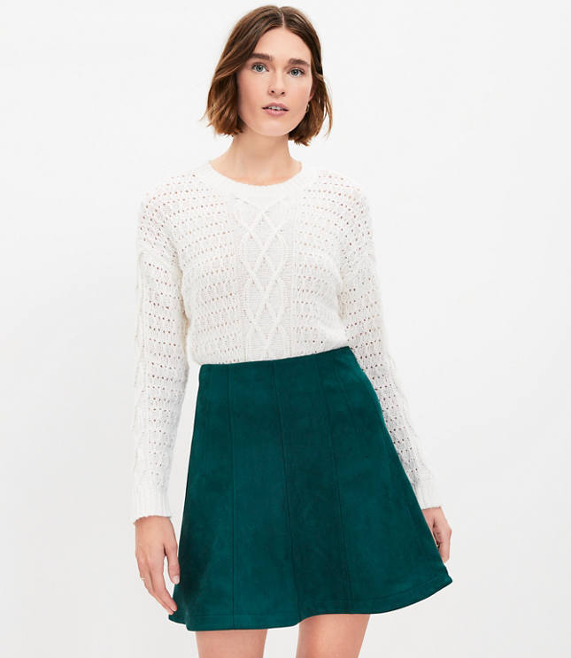 Embroidered Scalloped Shift Skirt