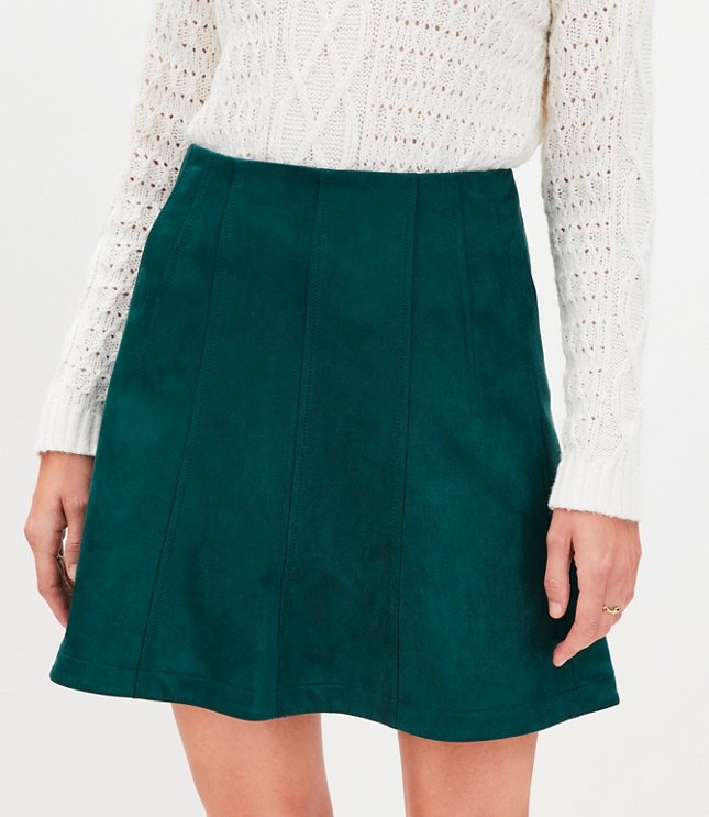 Wool Blend Seamed Mini Skirt - Dove Grey Heather