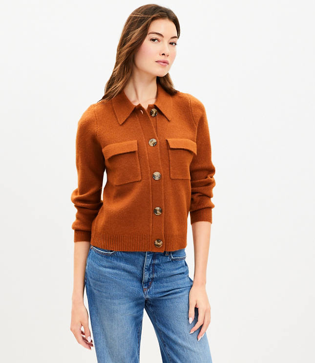 Petite Shimmer Tweed Cropped Shirt Jacket