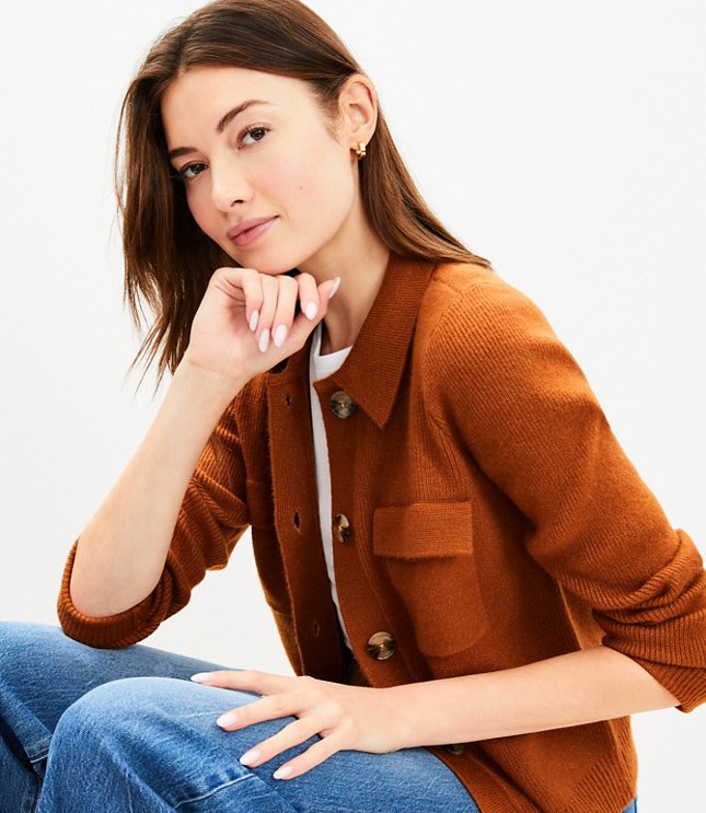 Petite Shirt Sweater Jacket - Argan Oil