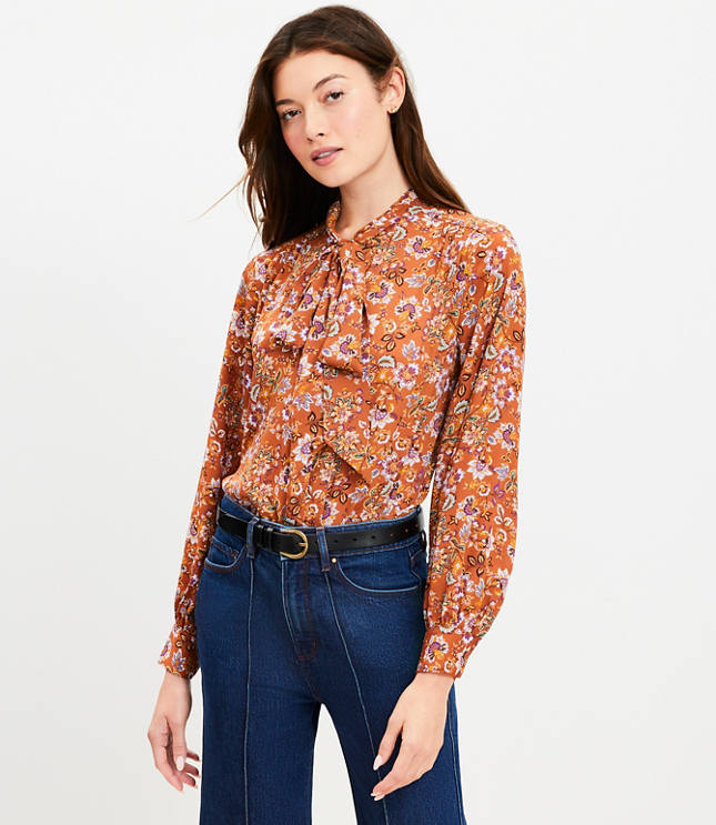 Petite Floral Bow Blouse