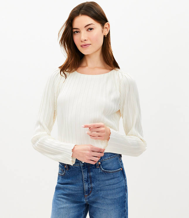 Petite Pleated Jersey Blouse