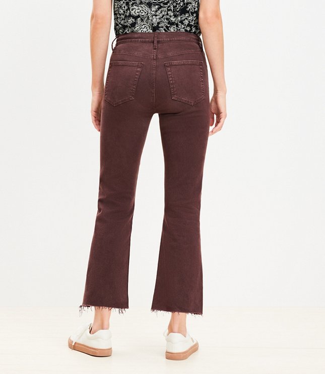 Petite Curvy High Rise Kick Crop Jeans in Plum Raisin