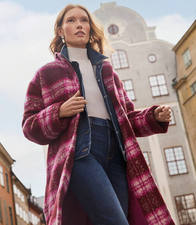 Plaid Boucle Modern Coat