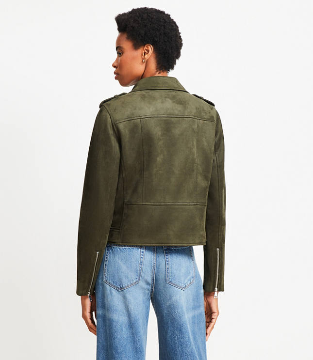 Petite Faux Suede Moto Jacket