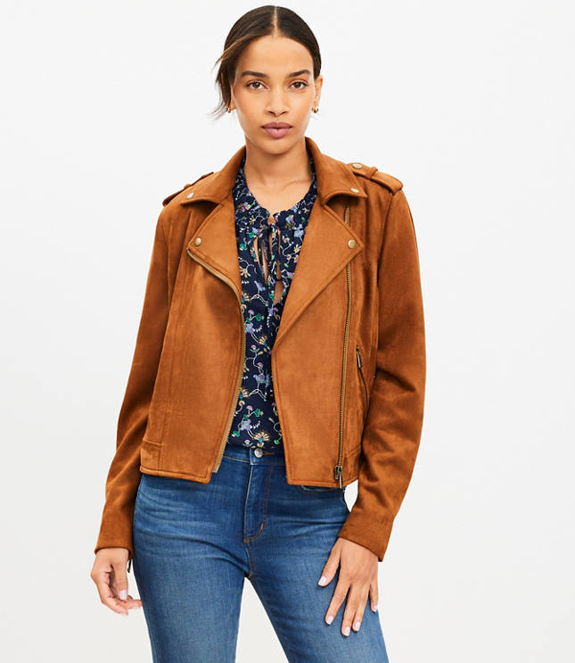 Petite Faux Suede Shirt Jacket