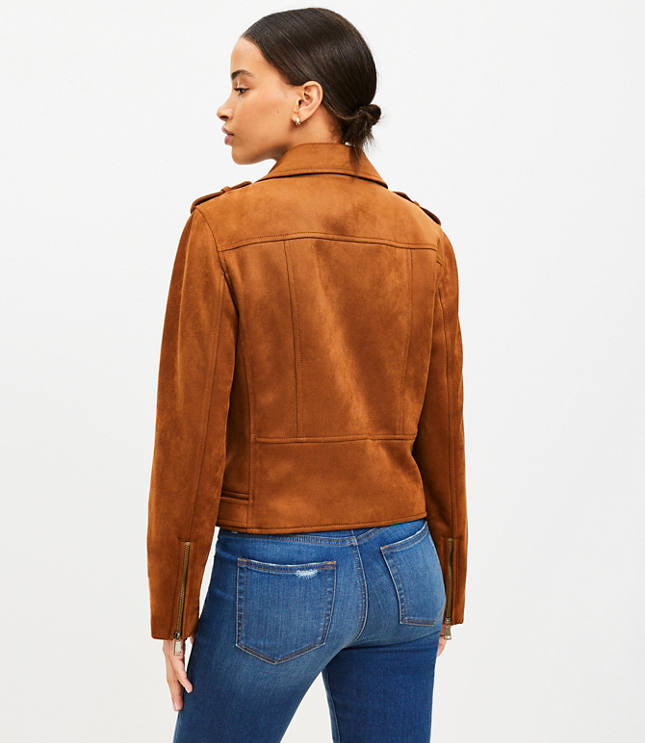 Petite Faux Suede Moto Jacket