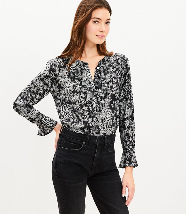 Petite Botanical Henley Blouse