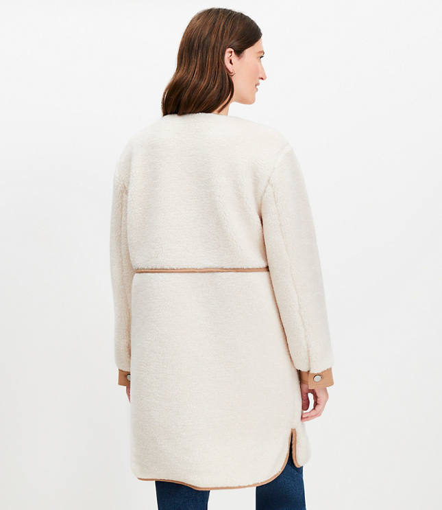 Twill Trim Sherpa Coat