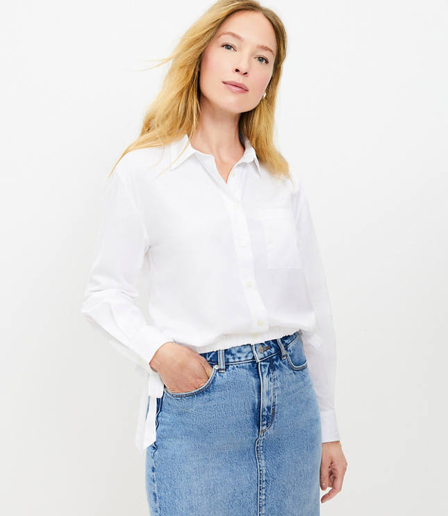 Petite Jeweled Relaxed Everyday Shirt - White