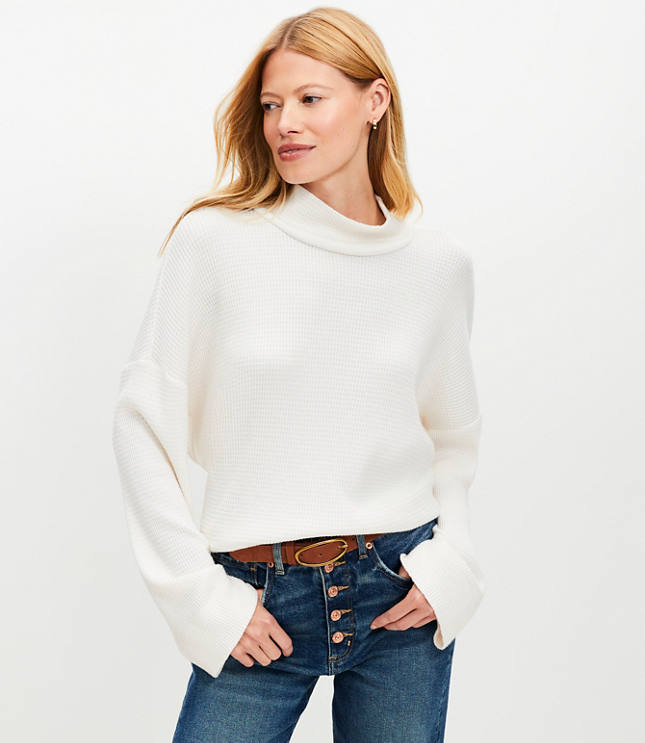 Waffle Relaxed Mock Neck Top