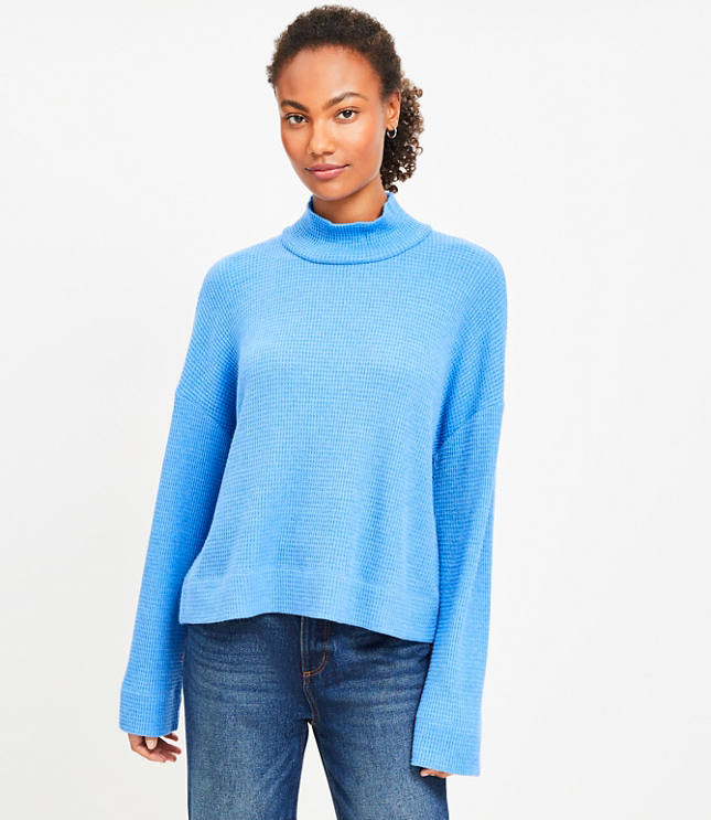 Waffle Relaxed Mock Neck Top