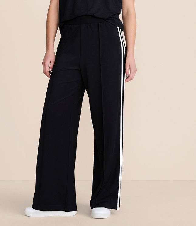 Lou & Grey Double Stripe Pintucked Luvstretch Wide Leg Pants