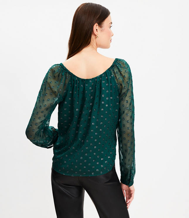 Shimmer Clip Sweetheart Neck Blouse