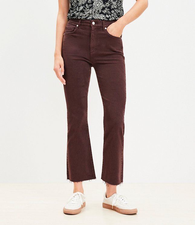 Petite High Rise Kick Crop Jeans in Plum Raisin