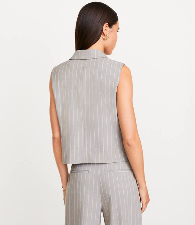 Petite LOFT Versa Striped Seasonless Stretch Double Breasted Vest