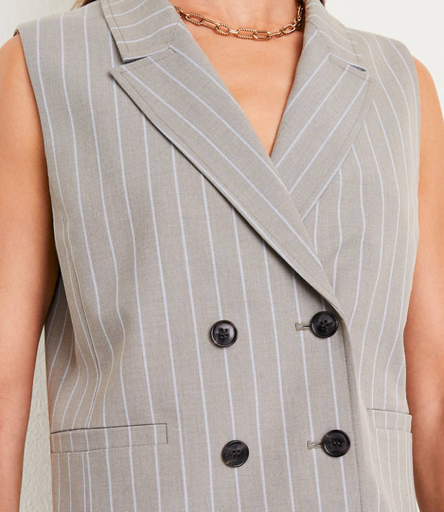 Petite LOFT Versa Striped Seasonless Stretch Double Breasted Vest