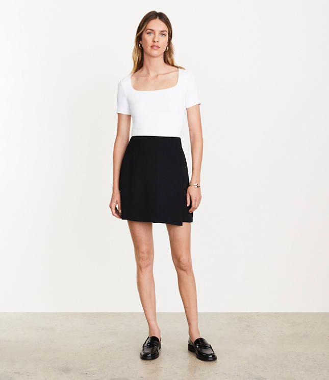 LOFT Versa Crepe Drape Mini Wrap Skirt