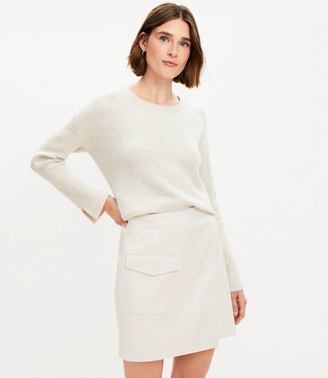 Wool Blend Seamed Mini Skirt - Dove Grey Heather