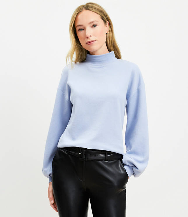 Petite Brushed Mock Neck Sweatshirt