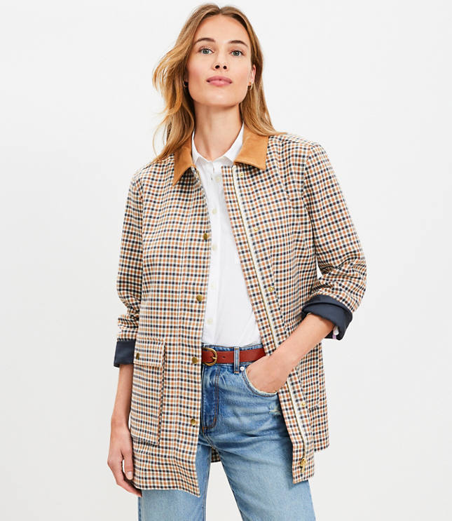 Petite Plaid Barn Jacket